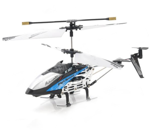 Helicóptero JC307; Azul/ Preto/ Prata; Com controle remote
